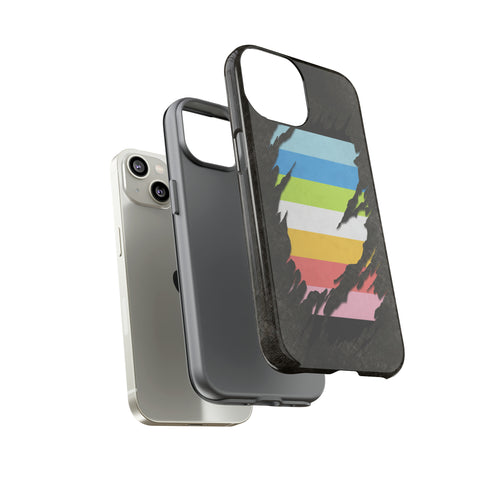 Queer Pride Flag Ripped Reveal Tough Case